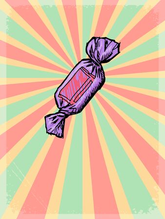 vintage, grunge background with motive of candyのイラスト素材