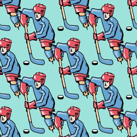 sample of seamless background with hockey playerのイラスト素材
