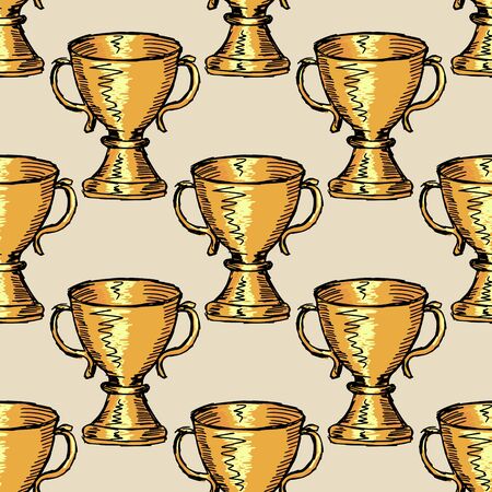 sample of seamless background with trophyのイラスト素材