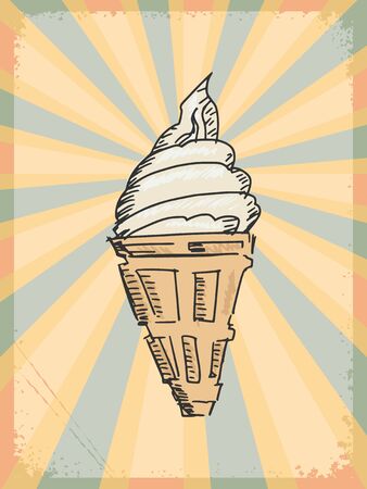 vintage, grunge background with icecreamのイラスト素材