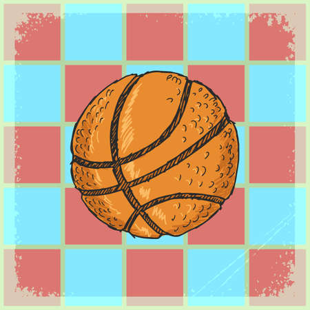 vintage, grunge background with motive of basketballのイラスト素材
