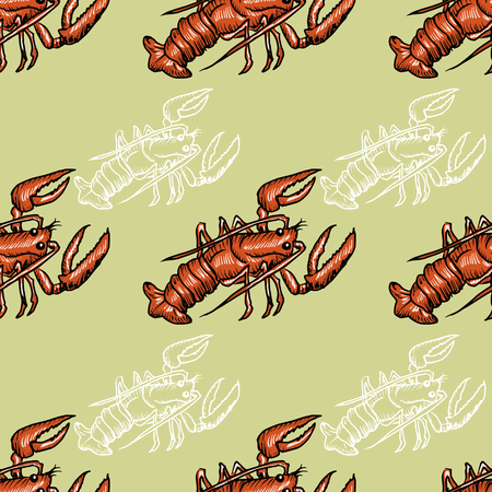 sample of seamless background with lobsterのイラスト素材