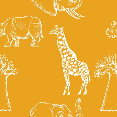 sample of seamless background with African animalsのイラスト素材