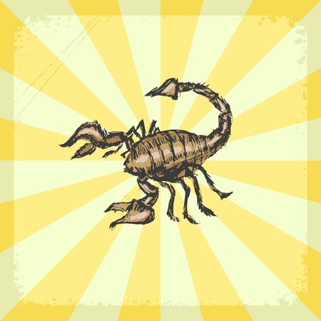 vintage, grunge background with scorpioのイラスト素材