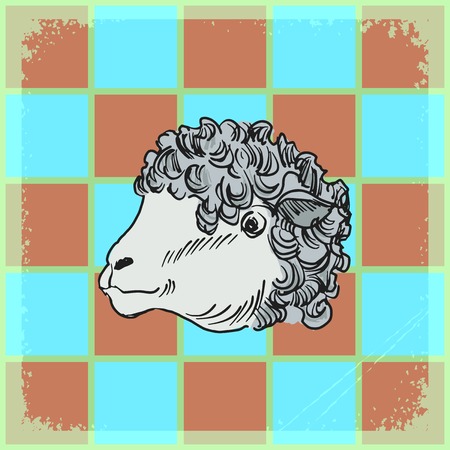 vintage, grunge background with sheepのイラスト素材