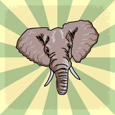 vintage, grunge background with elephantのイラスト素材