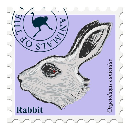 vector, post stamp with rabbitのイラスト素材