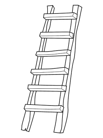 outline illustration of ladder, working equipmentのイラスト素材