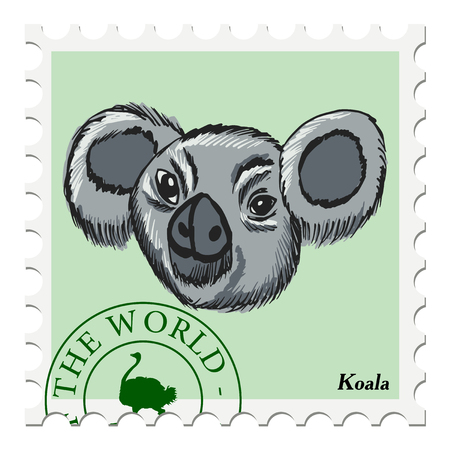 vector, post stamp with koalaのイラスト素材
