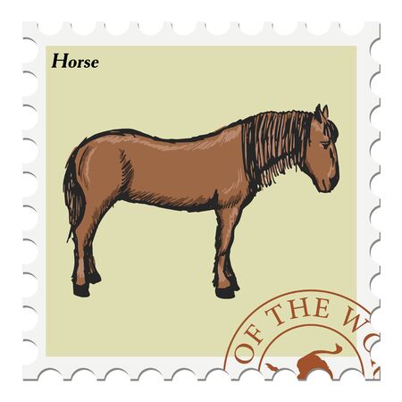 vector, post stamp with horseのイラスト素材
