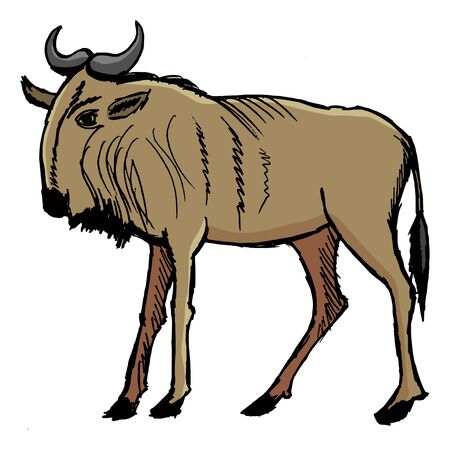 gnu, illustration of african animalのイラスト素材