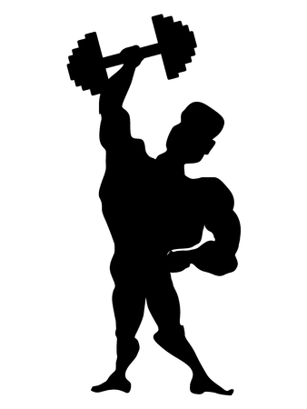 A silhouette of athlete with dumbbellのイラスト素材
