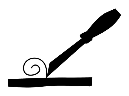 silhouette of chisel, motive of wood workshop