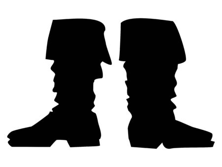Silhouette of pair of vintage boots. Motives of wear and shoes, vintage, historyのイラスト素材