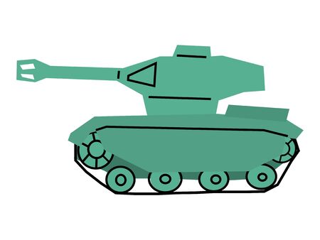 vector, colored illustration of toy tankのイラスト素材