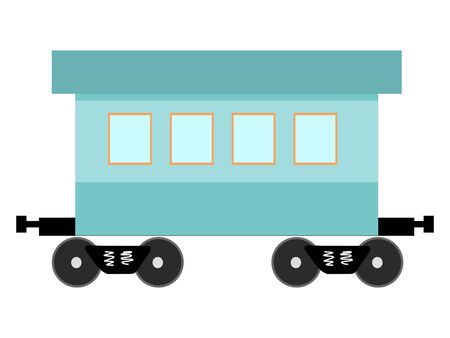Vector, colored illustration of railcar. Side view. Motives of tourism, transportation, retro objectsのイラスト素材