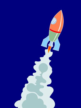 Vector illustration of rocket. Motives of beginning, business, conceptual images, success in worksのイラスト素材