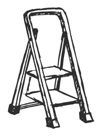Vector, hand drawn, sketch illustration of step ladder. Motives of repair and building, domestic objects, toolsのイラスト素材