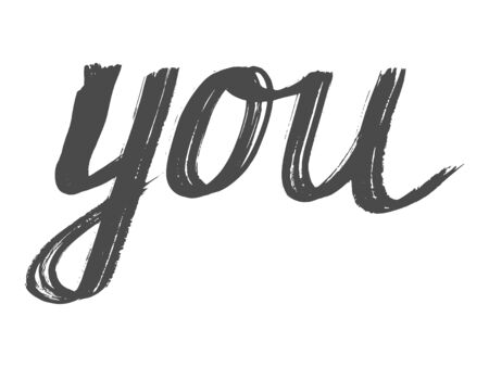 Vector, handwritten inscription of word you. Motives of conceptual print, design, typographyのイラスト素材