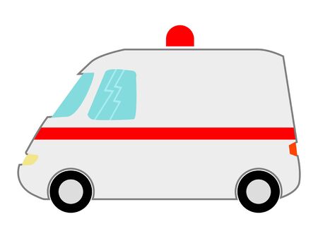 Vector, colored illustration of ambulance car. Side view. Motives of healthcare, first aid,  transport, medicine, rescueのイラスト素材