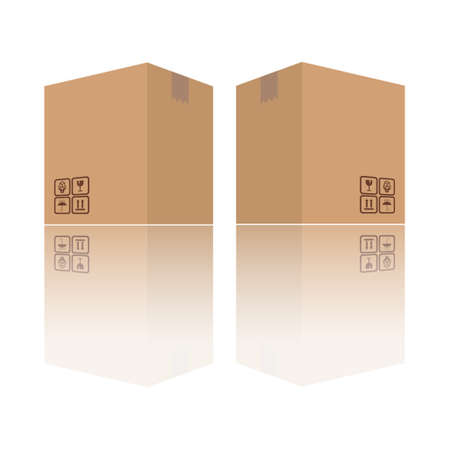 Vector image, Brown parcel box with logoのイラスト素材