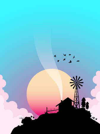 Lonely little house illustrationのイラスト素材