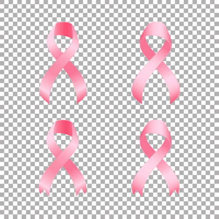 Pink ribbon, breast cancer awareness symbol in October, vector illustrationのイラスト素材