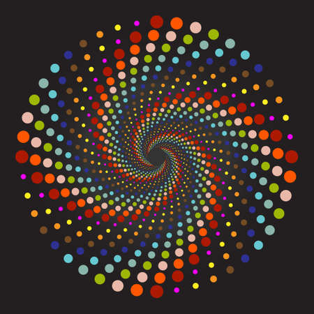 Spiral colorful dot on dark background, Vector illustrationのイラスト素材