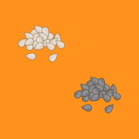 Sesame on orange background, Vector illustrationのイラスト素材