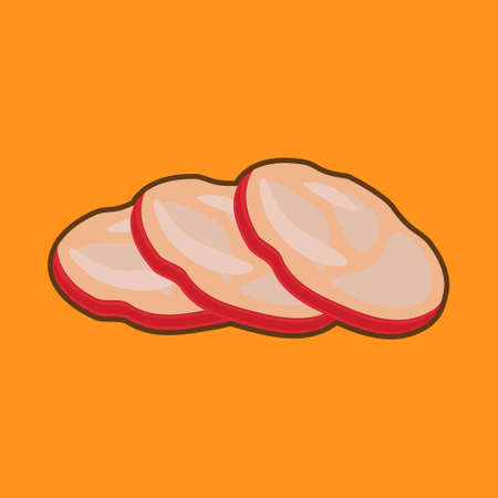 Roasted Pork on yellow background.のイラスト素材