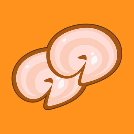 Roasted Pork on yellow background, Vector illustration.