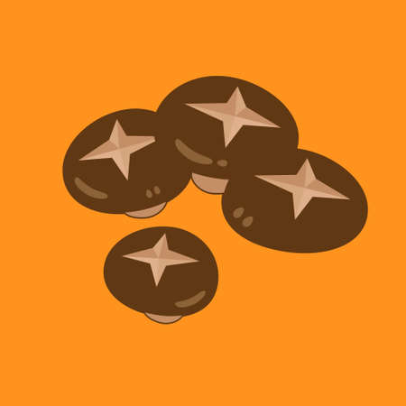 Shiitake Mushroom on yellow background, Vector illustration.のイラスト素材