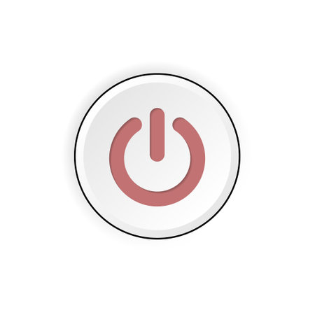 white icon push-button power with shadow on a gray background.のイラスト素材