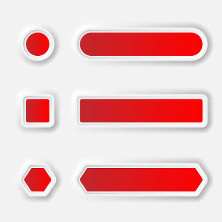 Red buttons in Neomorphism design style on white background.のイラスト素材