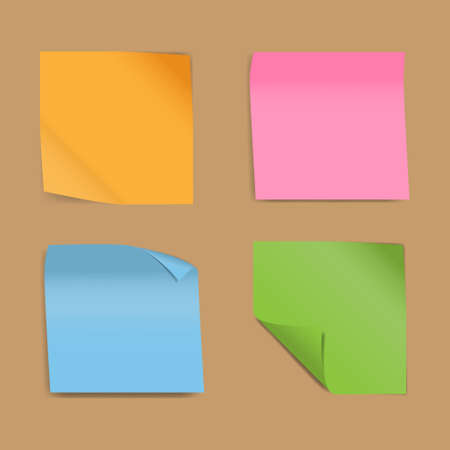 multi color notes isolated on Brown background.のイラスト素材