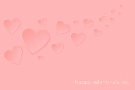 Valentines hearts postcard. Paper flying elements on pink background. Vector symbols of love in shape of heart design.のイラスト素材