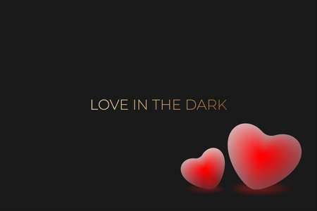 Hearts with back light on the dark background, Love in the dark, Happy valentines day, Hearts with shadow.のイラスト素材