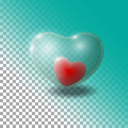 Glass heart on translucent background.のイラスト素材