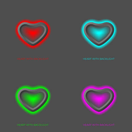 Heart and Love design for Valentines, heart with back light on a dark gray background.のイラスト素材
