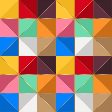 Colorful pattern of geometric shapes. Colorful mosaic banner. Geometric hipster retro background with place for your text. Colorful triangle background.のイラスト素材