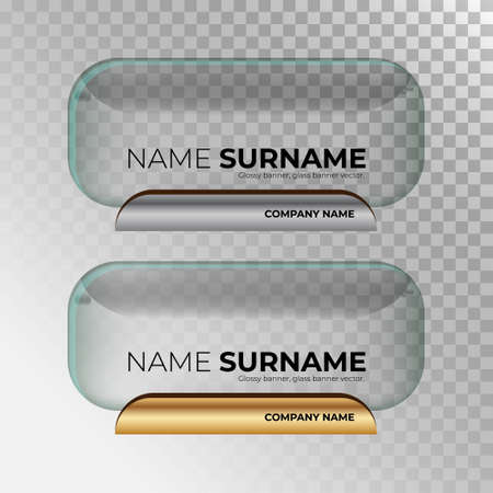 Glass plate, glass banner, glass frame isolated on transparent background, vector illustration.のイラスト素材