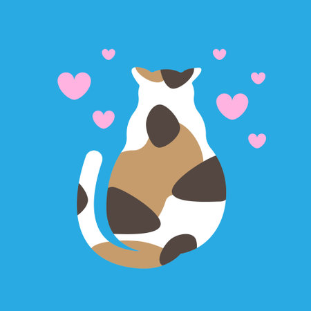Cat art on a light blue background, Vector illustration.のイラスト素材
