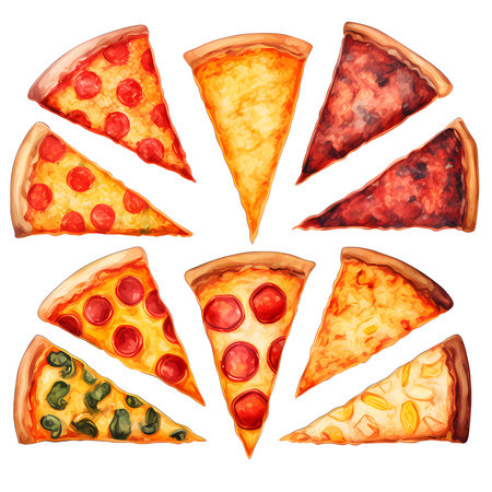 Pizza slice icon set isolated on white background.の素材