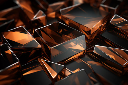 Abstract 3d rendering of chaotic metallic shapes. Futuristic background.の素材