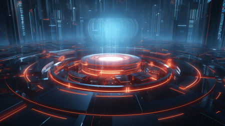 3D rendering of abstract technology concept background. Hi-tech futureの素材