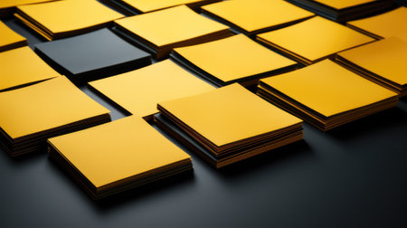 close up of a stack of yellow sticky notes on a black backgroundの素材