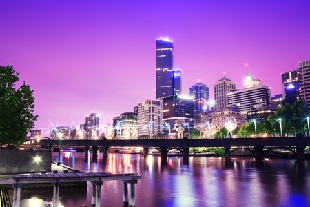 Night Urban City Skyline  Melbourne  Australiaのeditorial素材