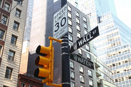 wall street sign in New Yorkの写真素材