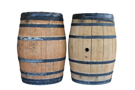 two wooden barrel isolated on a white background