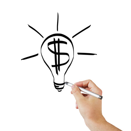 hand drawing idea symbol on white backgroundの写真素材